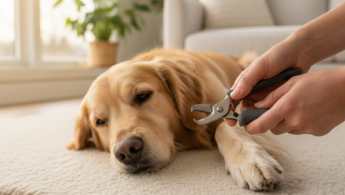 Trimming dog nails safely at home